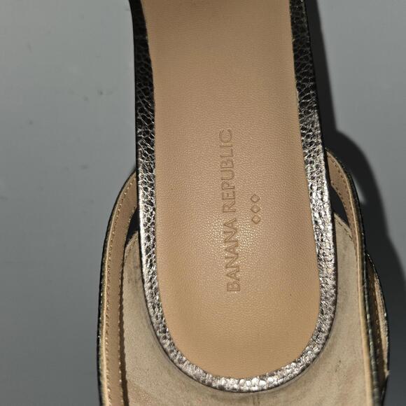 0394 Banana Republic Leather Platform Dress Heels Pewter 323 Size 9